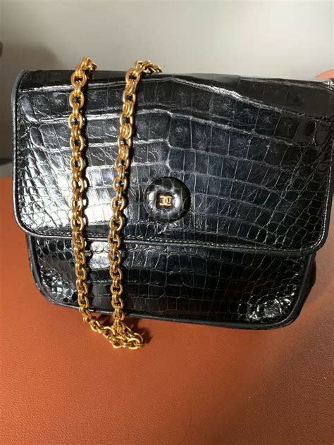 vintage aligatorn chanel purse 80's|80s Chanel bag.